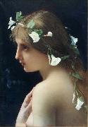 Jules Joseph Lefebvre Nymph with morning glory flowers oil painting artist